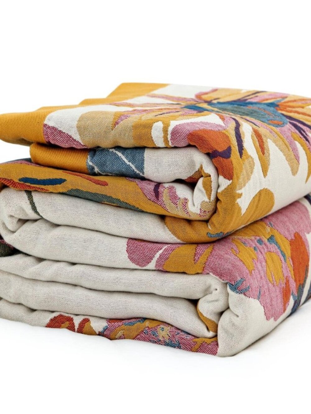 Boho Throw Blanket 50"x60" Cotton Throw for Couch Sofa, Floral Quilt